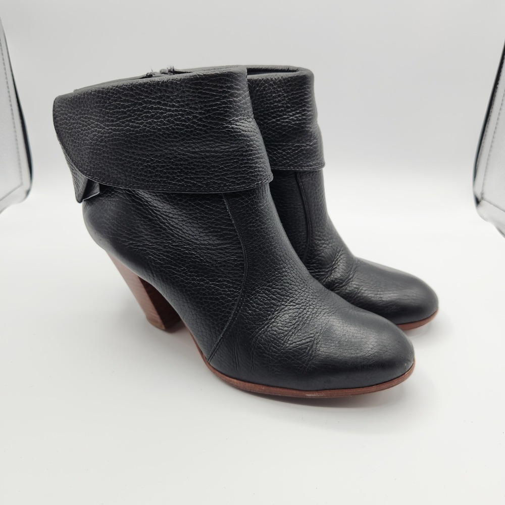 Kate Spade Ankle Boots Womens Black Upper Leather Bow Block Heel Side Zip Round - Picture 1 of 7